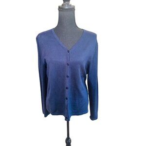 Pendleton Navy Blue Silk Blend Button-Up Cardigan Sweater M Preppy Minimalist